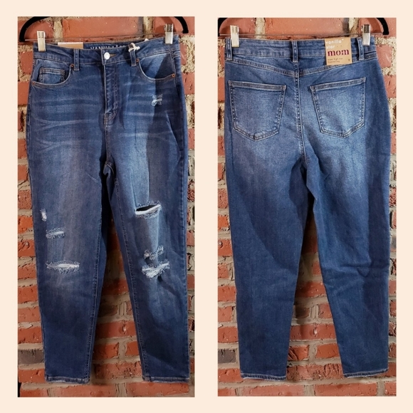 Vanilla Star Denim - Super High-Waisted Destructed Mom Jeans
